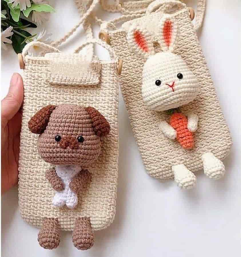 کیف موبایل بافتنی عروسکی مناسب استفاده روزمره و هدیه